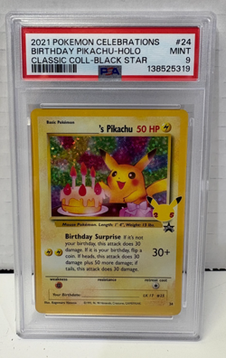 BIRTHDAY PIKACHU 2021 Pokemon Celebrations #24 Black Star Promo PSA 9 - Image 1