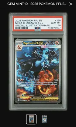 2025 POKEMON PFL EN-PHANTASMAL FLAMES #125 MEGA CHARIZARD X EX PSA 10 - Image 1