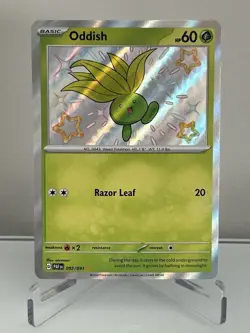 Pokemon TCG Oddish Baby Shiny Paldean Fates Scarlet & Violet Card 092/091 - Image 1