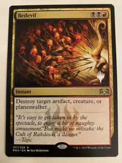 1x BEDEVIL *PROMO* MTG RNA NM/MT Planeswalker Stamp Commander EDH - Image 1