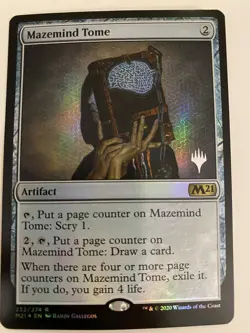1x MAZEMIND TOME *PROMO FOIL* MTG M21 MT/NM Planeswalker Stamp EDH COMMANDER - Image 1