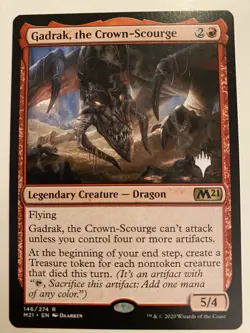 1x GADRAK, THE CROWN-SCOURGE *PROMO* M21 MTG MT/NM Commander EDH Treasures - Image 1