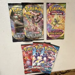 Pokemon Sealed Booster Packs Lot (6) Vivid Voltage + Battle Styles + Rebel Clash - Image 1