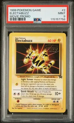1999 Pokemon WotC Black Star Promo Electabuzz #2 PSA 9 MINT Movie Promo - Image 1