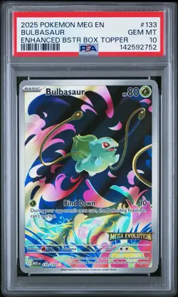 PSA 10 Bulbasaur Box Topper Stamp #133 2025 Pokemon Mega Evolution PSA 10 - Image 1