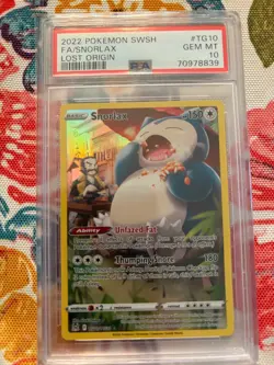 2022 POKEMON SWORD & SHIELD LOST ORIGIN #TG10 FULL ART/SNORLAX PSA 10 - Image 1