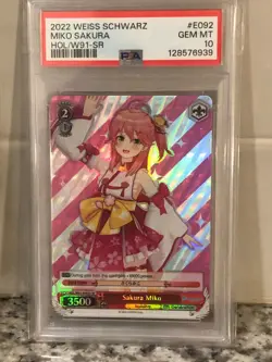 2022 Weiss Schwarz English Hololive Sakura Miko E092 SR PSA 10 - Image 3