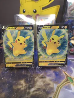 Pokemon TCG Pikachu v SWSH198 Holo Black Star Promo Card Mint Condition Bundle! - Image 1