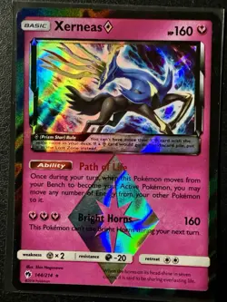 Pokemon Card Xerneas 144/214 SM Lost Thunder Prism Holo Rare NM - Image 1
