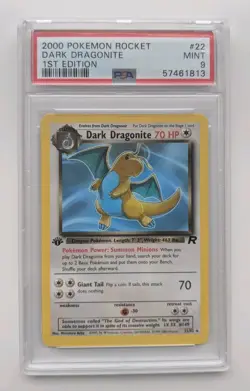 PSA 9 1st Edition Dark Dragonite 22/82 Rare Team Rocket Pokemon Card 1999 WOTC - Image 1