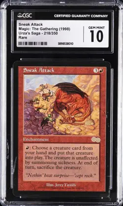 1998 MAGIC: THE GATHERING URZA'S SAGA, RARE SNEAK ATTACK CGC 10 GEM MINT - Image 1