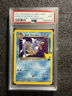 2021 Pokemon Celebrations Classic Coll. Team Rocket #8 Dark Gyarados Holo PSA 9 - Image 1