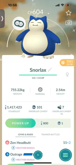 Pokemon Go (Stage 46 ) Shiny Snorlax ( 100 Shinys ) (1.4 Million Stardust) - Image 2