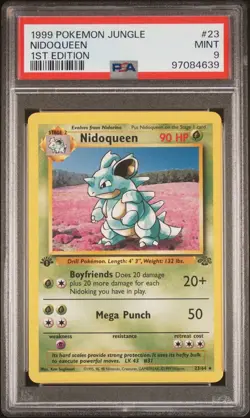 1999 POKEMON Jungle Nidoqueen #23 Non-Holo 1st Edition PSA9 MINT - Image 1