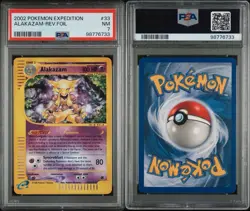 2002 POKEMON EXPEDITIONALAKAZAM-REVERSE FOIL 33/165 PSA 7 - Image 3