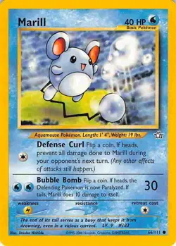 Marill 66/111 Common Neo Genesis Pokemon LP - Image 1