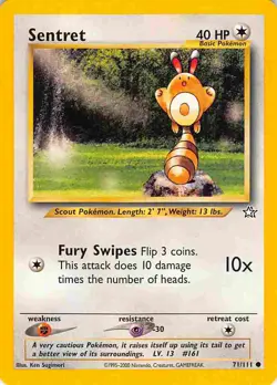 Sentret 71/111 Common Neo Genesis Pokemon LP - Image 1