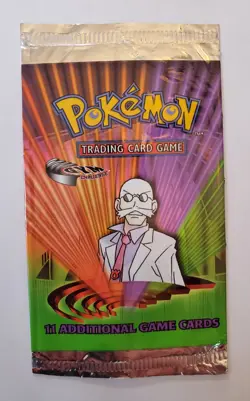 Pokemon Gym Challenge Blaine Artwork EMPTY Booster Pack Wrapper Pristine! - Image 1