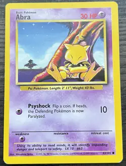 Abra 043/102 Base Set Pokemon TCG WOTC Lightly Played Common LP - Image 1