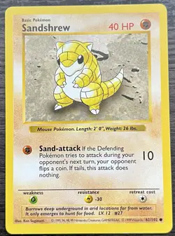 Shadowless Sandshrew 062/102 Pokemon TCG WOTC Base Set MINT - Image 1