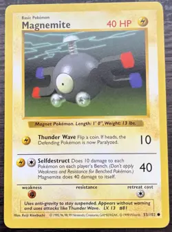 Shadowless Magnemite 053/102 Pokemon TCG WOTC Base Set MINT - Image 1