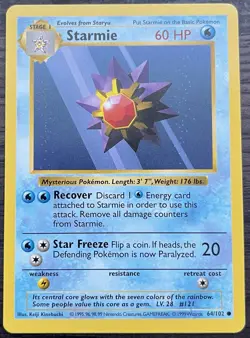 Shadowless Starmie 064/102 Pokemon TCG WOTC Base Set MINT - Image 1