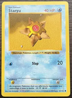 Shadowless Staryu 065/102 Pokemon TCG WOTC Base Set MINT NM - Image 1