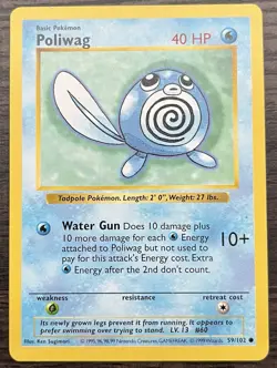 Shadowless Poliwag 059/102 Pokemon TCG WOTC Base Set MINT NM - Image 1