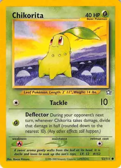 Chikorita 53/111 Common Neo Genesis Pokemon MP - Image 1