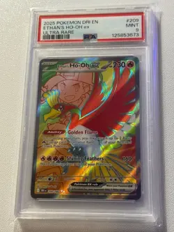2025 POKEMON DRI EN-DESTINED RIVALS ULTRA RARE #209 ETHAN'S HO-OH EX PSA 9 - Image 1