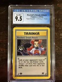 CGC 9.5 1st Edition Pokemon Rocket's Sneak Attack 72/82 Team Rocket (2000) - Image 1