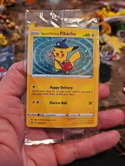 Special Delivery Pikachu SWSH074 Promo Pokemon Card – Sealed Holo Swirl - Image 2