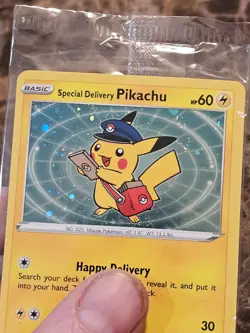 Special Delivery Pikachu SWSH074 Promo Pokemon Card – Sealed Holo Swirl - Image 4