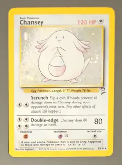 Chansey 3/130 Base Set 2 Holo Rare Pokemon Card WOTC TCG 2000 - Image 1