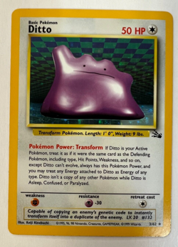 Pokemon TCG Card ~ DITTO ~ 3/62 ~ Fossil ~ HOLO ~ Unlimited ~ WotC - Image 1