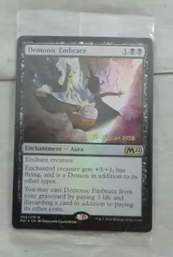 Magic The Gathering Demonic Embrace Rare Prerelease Foil Card M21 - Image 1