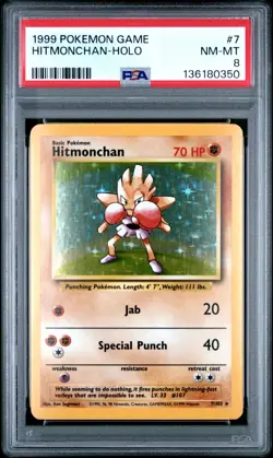 1999 Pokemon Game Hitmonchan 007/102 Base Set Holo PSA 8 - Image 1