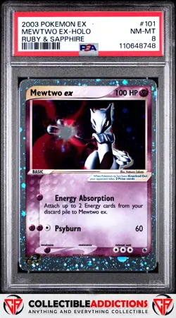 2003 Pokemon Ex Ruby & Sapphire #101 Mewtwo Ex Holo Ruby & Sapphire PSA 8 - Image 1