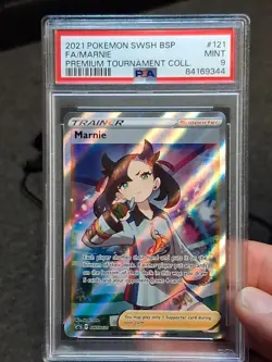 2021 POKEMON SWSH BLACK STAR PROMO #121 FULL ART/MARNIE PSA 9 - Image 1