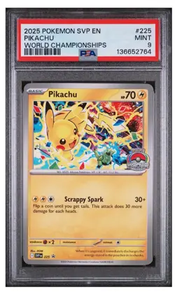 PSA 9 Mint 2025 Pokemon SVP En Pikachu World Championships #225 - Image 1