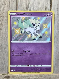 Pokemon TCG Galarian Ponyta Shining Fates SV047/SV122 Holo Shiny Holo Rare - Image 1