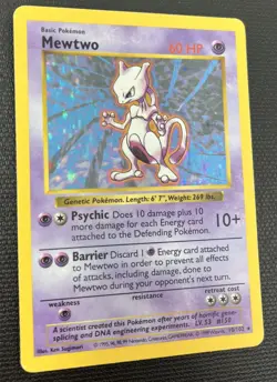 Mewtwo 16/102 Base Set Shadowless Holo Rare Pokemon Card LP - Image 2