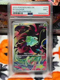 Pokemon TCG Bulbasaur Mega Evolutions 133/132 Illustration Card PSA 9 - Image 1