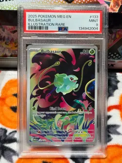 Pokemon TCG Bulbasaur Mega Evolutions 133/132 Illustration Card PSA 9 - Image 3