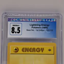 CGC 8.5 Lightning Energy – 1999 Pokemon Base Set 1st Edition – 100/102 – Vintage - Image 3