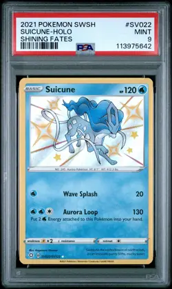 Suicune-Holo 2021 Pokemon Sword & Shield Shining Fates #SV022 Holo PSA 9 - Image 1