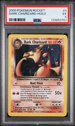 2000 Pokemon - Rocket Dark Charizard #4/82 - Holo PSA 5 NEW CERT - Image 1
