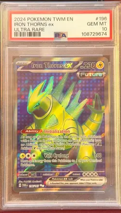 2024 Pokemon Twm En-Twilight Masquerade Ultra Rare Iron Thorns Ex #196 PSA 10 - Image 1