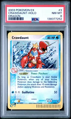 2003 POKEMON EX DRAGON #3 CRAWDAUNT-HOLO PSA 8 - Image 1