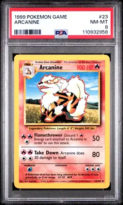 Arcanine 1999 Pokemon Game #23 PSA 8 NEW SLAB - Image 1